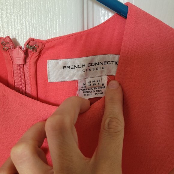 Coral Pink Wedding Guest Dress, French Connection Size 6 - Picture 2 of 5